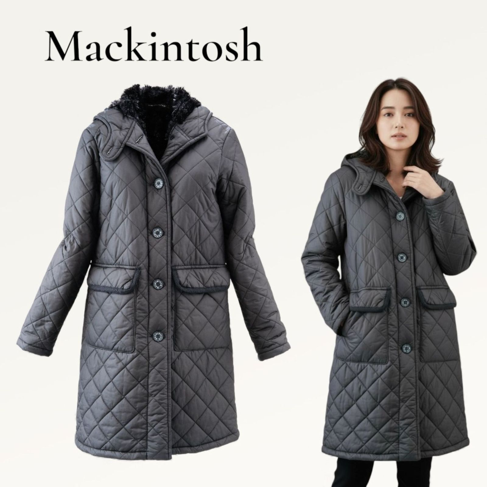 極美品】Macintosh キルティング ダウンコート ロングコート フード