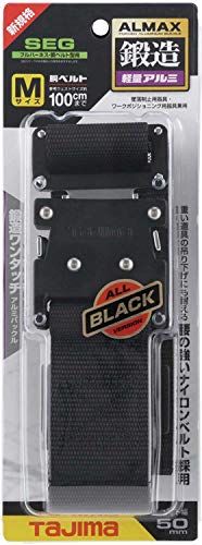 タジマ 新規 全帯 胴ベルトMサイズ 黒 BWBM 125-BK 長さ125 cm 衝撃や耐久に強い鍛造ワンタッチ黒バックル 腰の強い特厚ナイロンベルトse