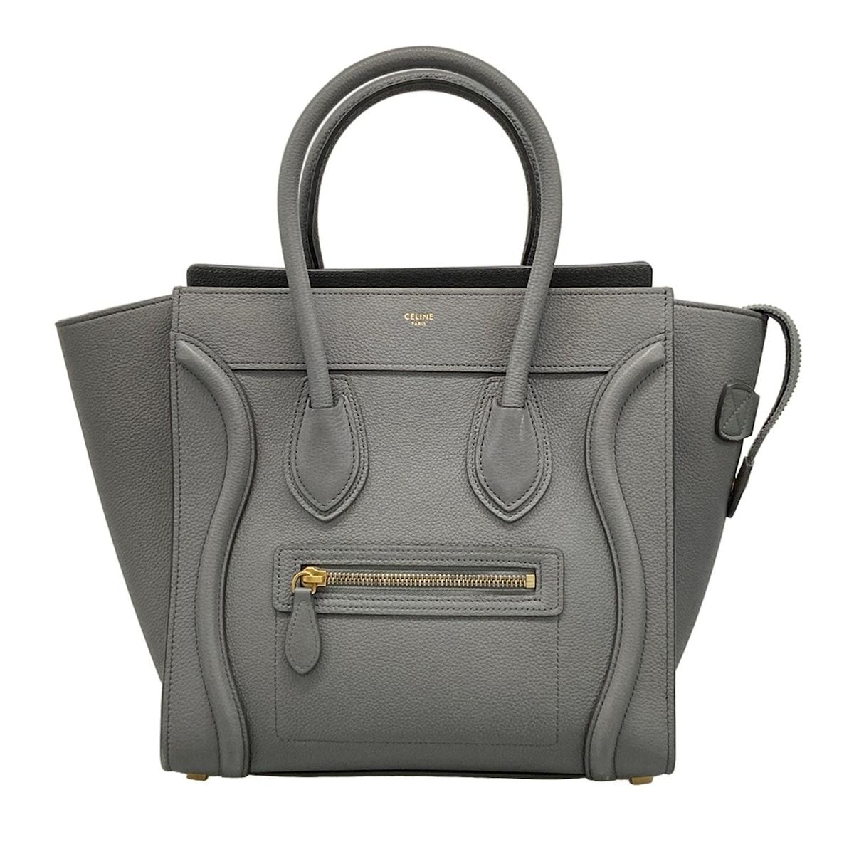 セリーヌハンドバッグ　グレー レザー CELINE(セリーヌ) ハンドバッグ ラゲージマイクロショッパー グレー