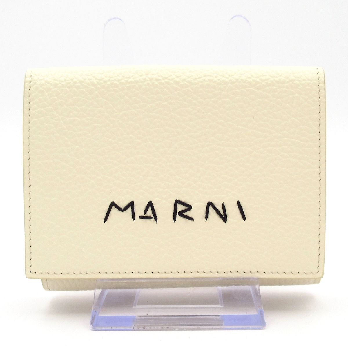 MARNI マルニ 3つ折り財布 アイボリー 黒 レザー
