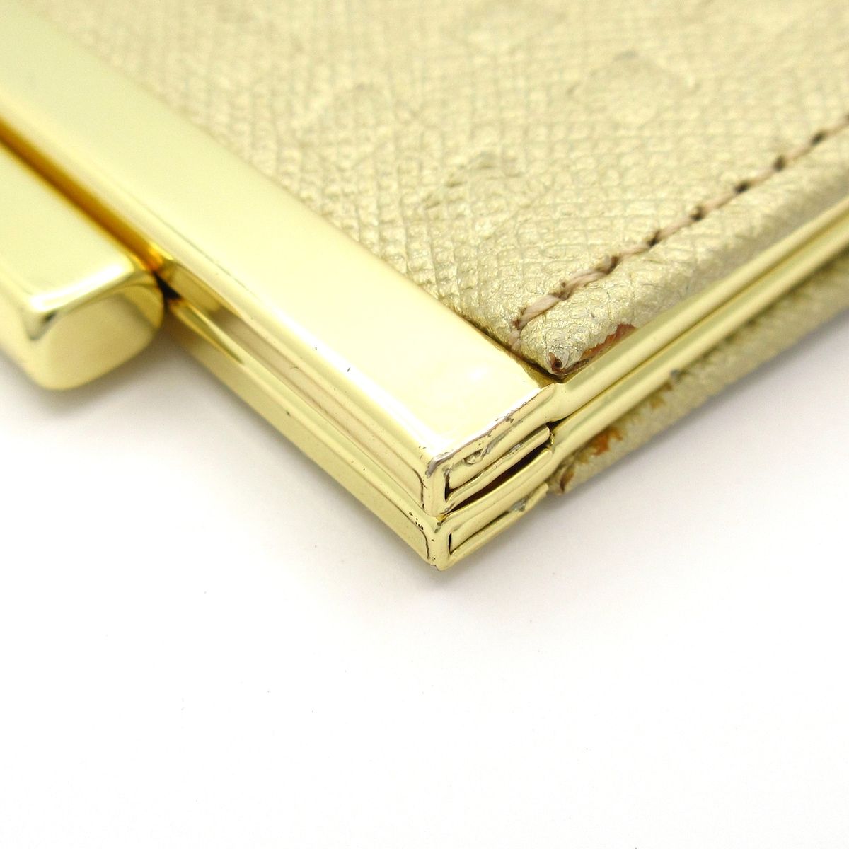  BURBERRY バーバリー コインケース ゴールド チェック柄 がま口 レザー その他 折り財布