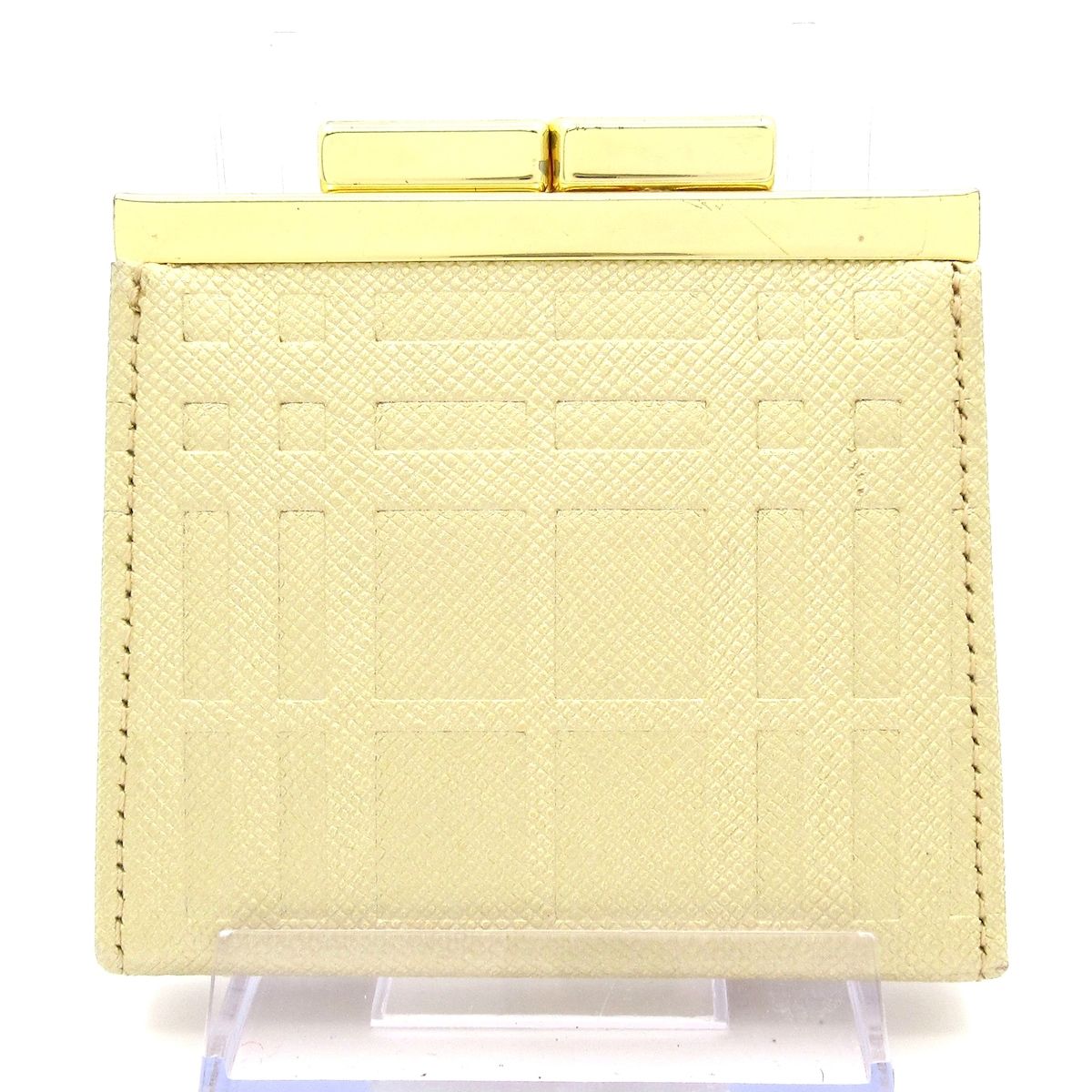 BURBERRY バーバリー コインケース ゴールド チェック柄 がま口 レザー