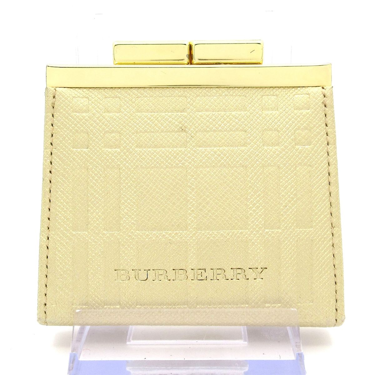 BURBERRY バーバリー コインケース ゴールド チェック柄 がま口 レザー