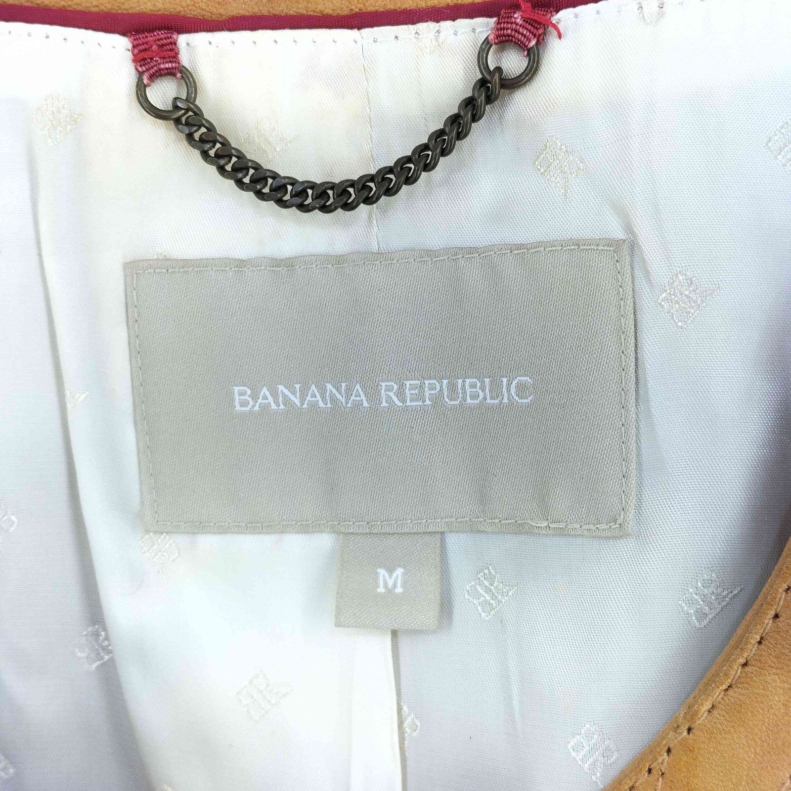 BANANA REPUBLIC(バナナリパブリック) SHEEP SKIN ノーカラーレザージャケット レディース import：M 【中古】【ブランド古着バズストア】 バナナリパブリック BANANA REPUBLIC SHEEP SKIN ノーカラーレザー