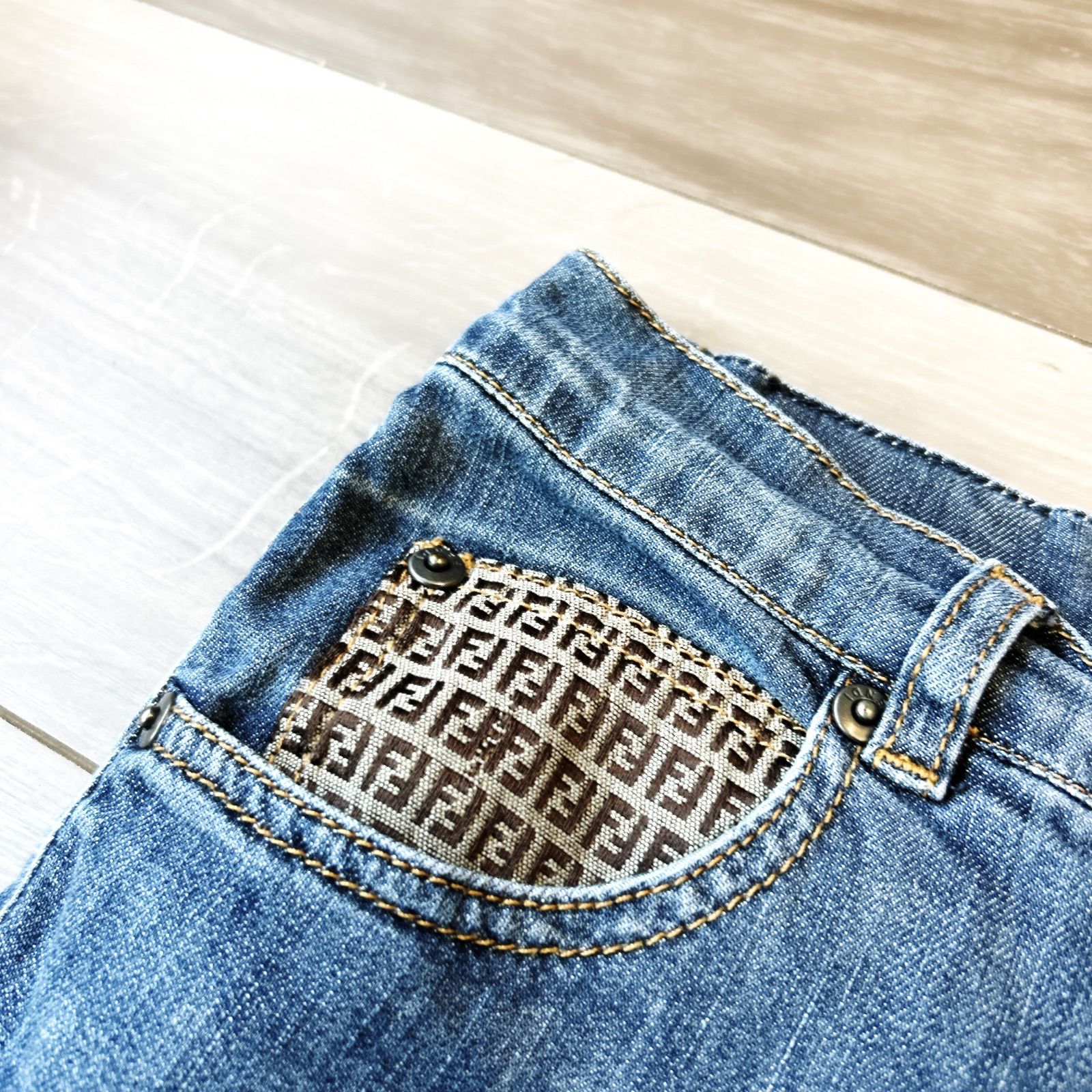 ✨FENDI フェンディ レディース S 12A ズッカ柄 デニム パッチワーク