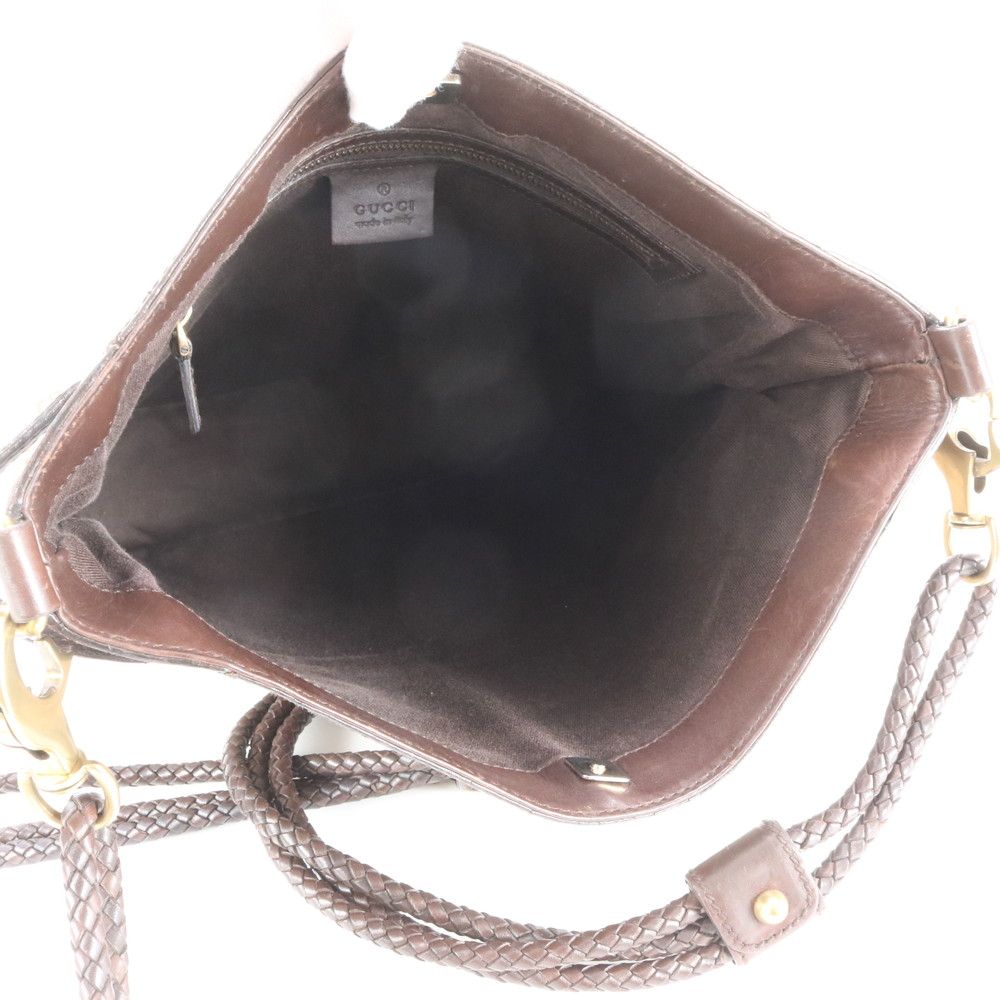 極美品 グッチ GG キャンバス レザー ショルダーバッグ 斜め掛け