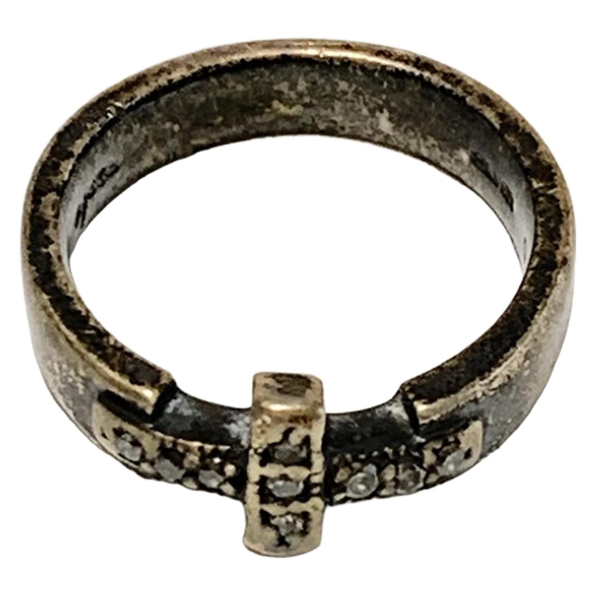 agete アガット リング - ダイヤモンド×ピンクシルバー 9 Pダイヤ ダイヤ0.09カラット