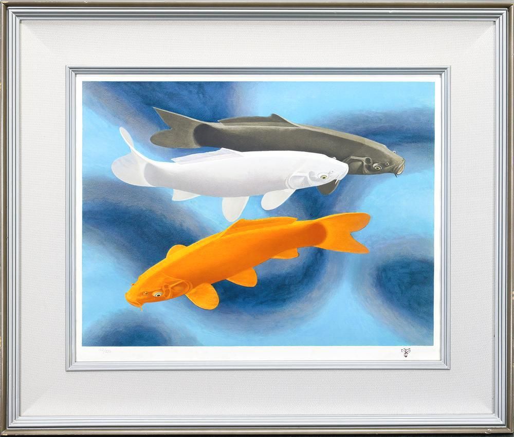 真作】【WISH】杉山寧「鯉(瀅)」リトグラフ 約10AC号 証明シール 〇