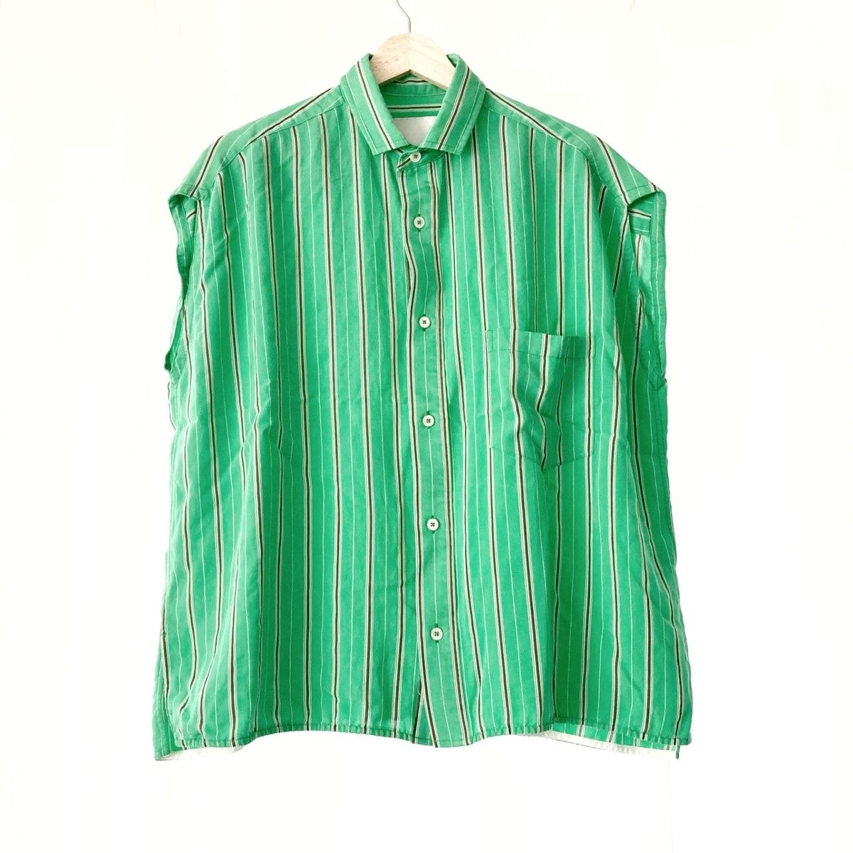 TICCA ティッカ ノースリーブシャツブラウス サイズF レディース グリーン ブラウン 白 ストライプ
