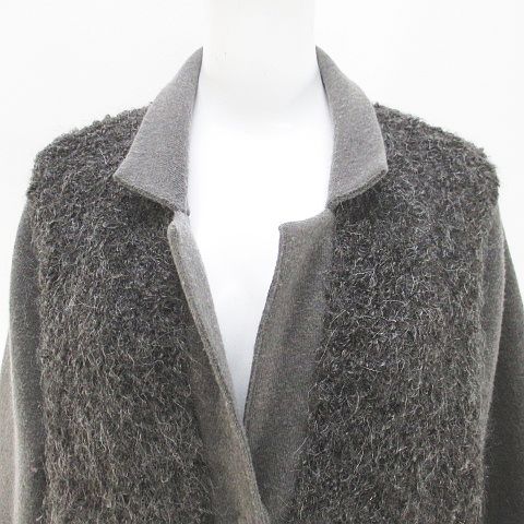 美品★45rpm BADOU-R アルパカ 縮絨ニット コーディガン 1 グレー スプレーマ SUPREMA コーディガン ニット ロング丈 カシミヤ混 灰系