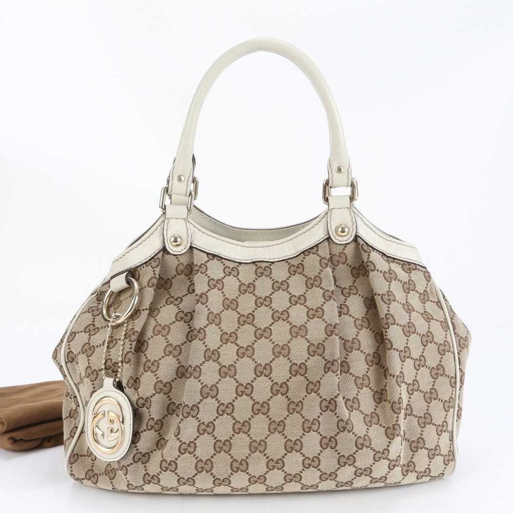 極美品 グッチ GGキャンバス スーキー ベージュ 211944 レザー トート