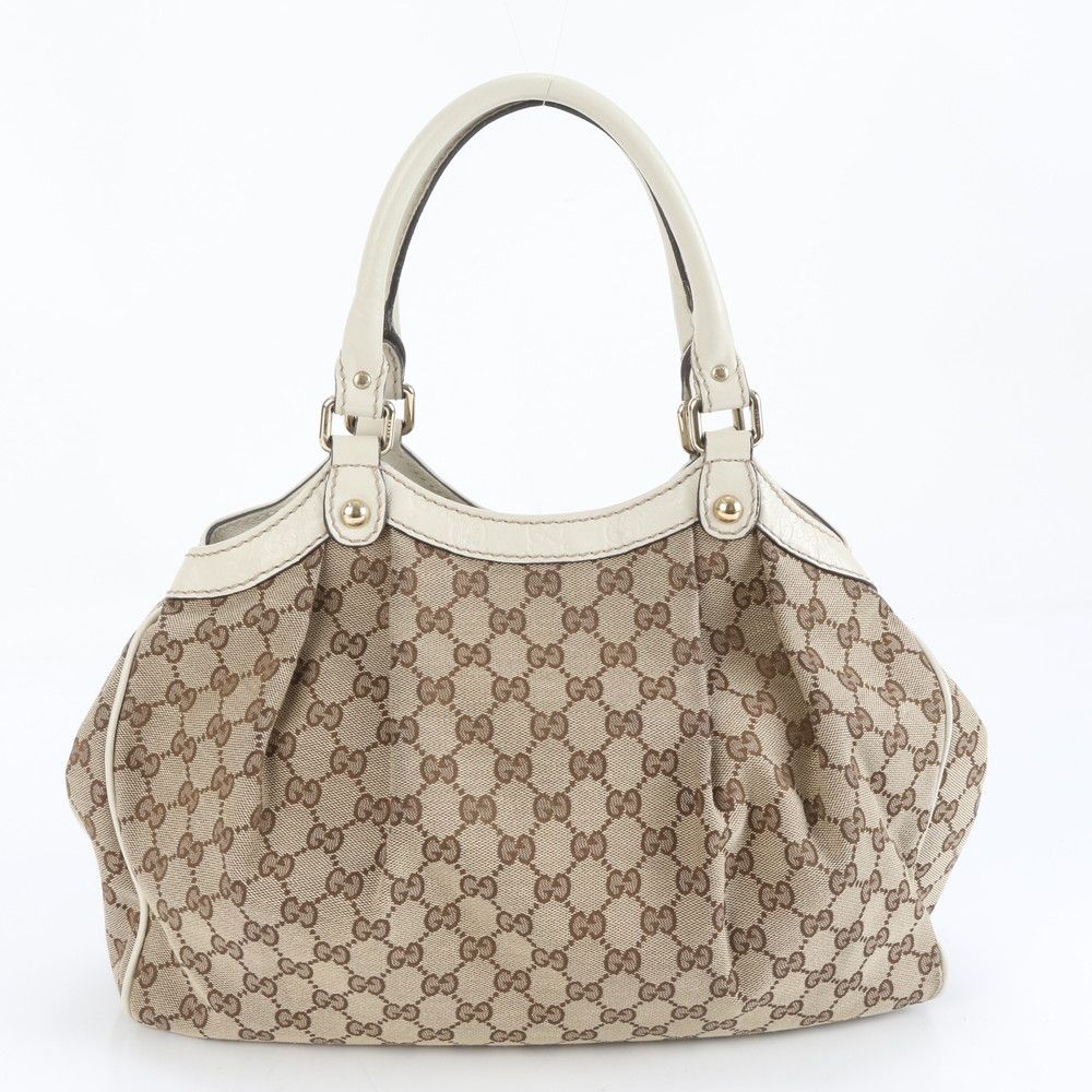 極美品 グッチ GGキャンバス スーキー ベージュ 211944 レザー トート