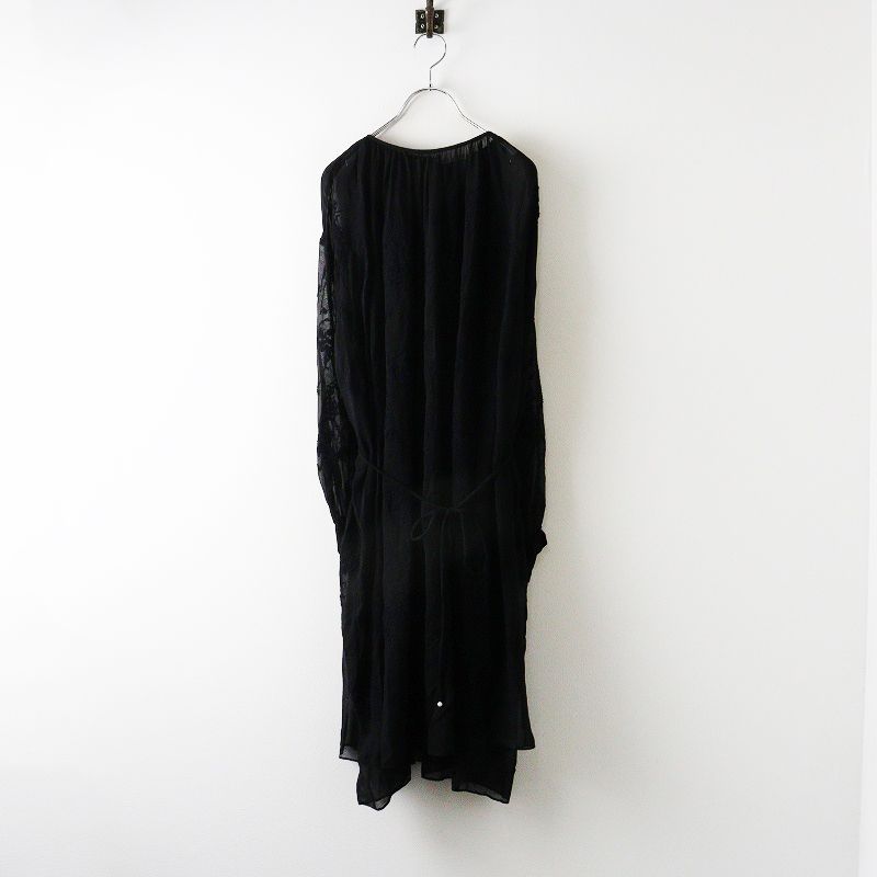 ミナペルホネン　ワンピース　シルクブラック ミナペルホネン mina perhonen flow シルクジョーゼット 刺繍 ギャザー