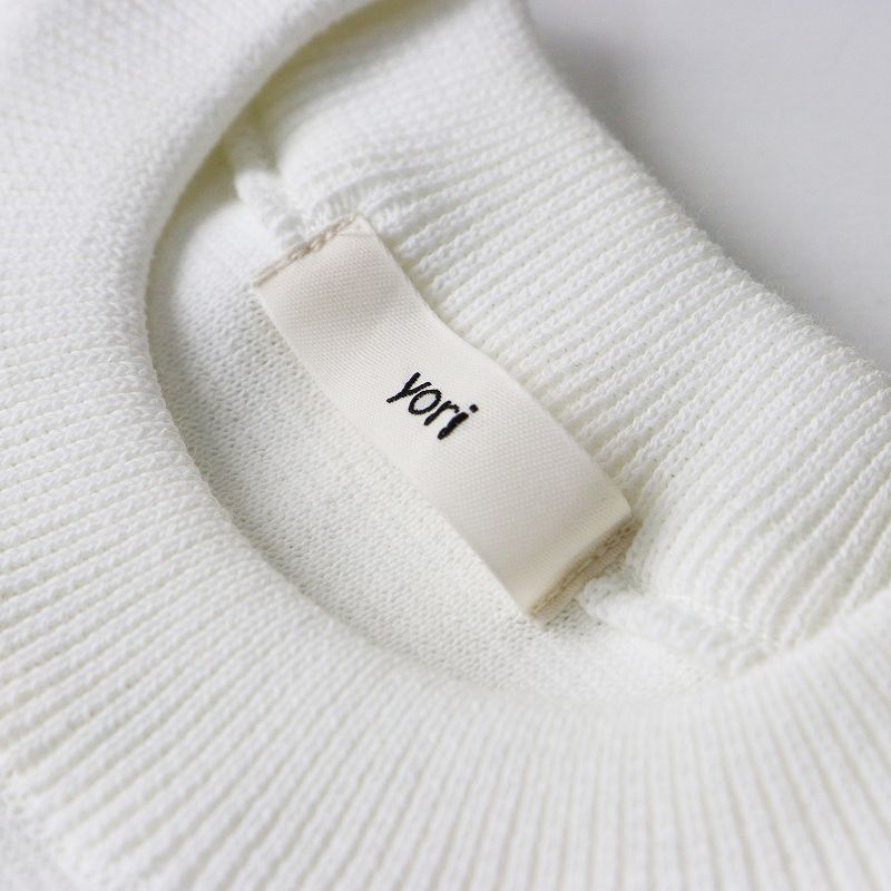 美品 2023SS ヨリ yori コットンパフスリーブニット F＼ホワイト