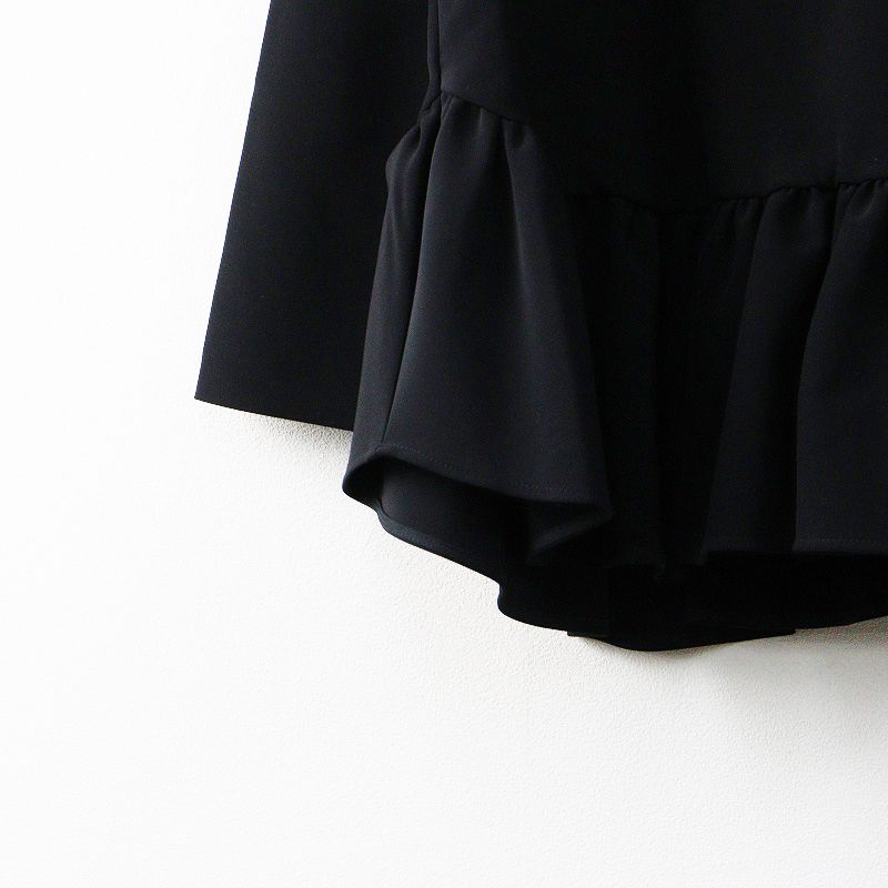 美品 ヨリ yori ペプラムブラウス 36＼ブラック ギャザー フレア プル