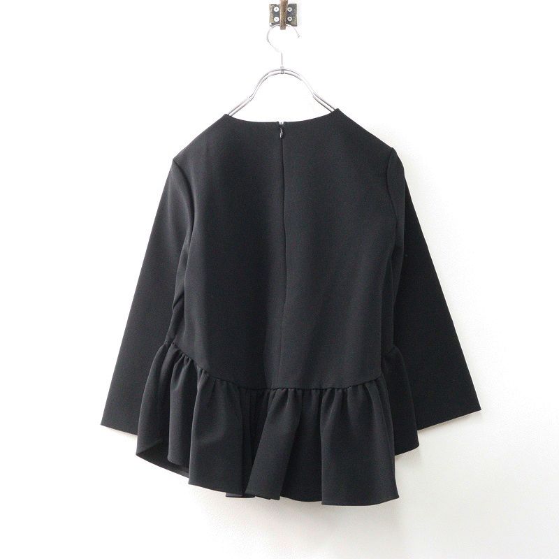 yori ヨリ　フレア　ペプラム　ブラウス 美品 ヨリ yori ペプラムブラウス 36＼ブラック ギャザー フレア プル