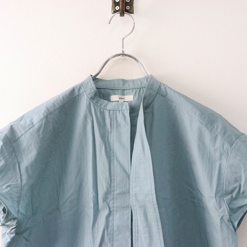 ヨリ yori リボンタイデザインブラウス 36＼ブルーグリーン コットン