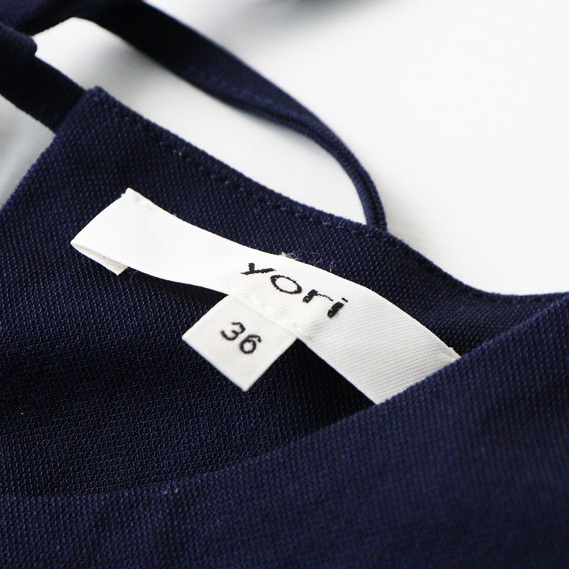 2023SS ヨリ yori ミニパフブラウス 36＼ネイビー フリル プルオーバー