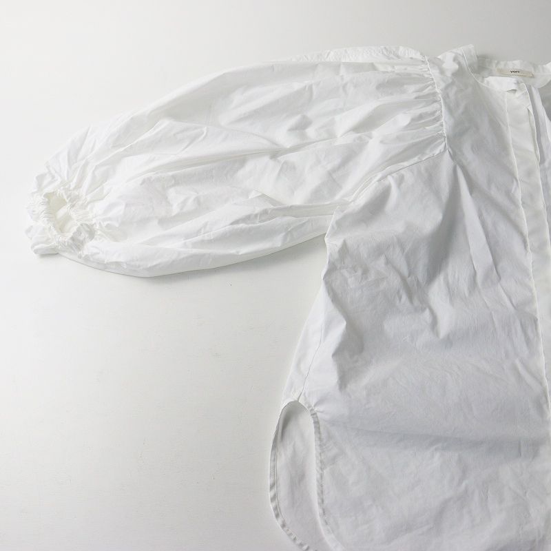 2021 ヨリ yori リボンパフスリーブブラウス F＼ホワイト ギャザー