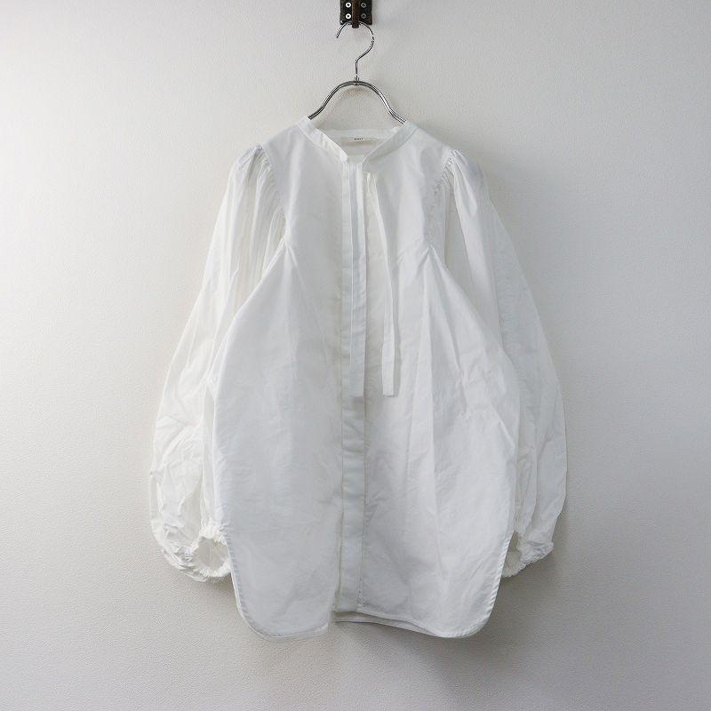 2021 ヨリ yori リボンパフスリーブブラウス F＼ホワイト ギャザー