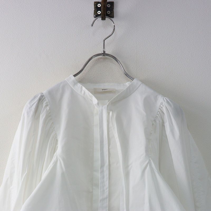 2021 ヨリ yori リボンパフスリーブブラウス F＼ホワイト ギャザー