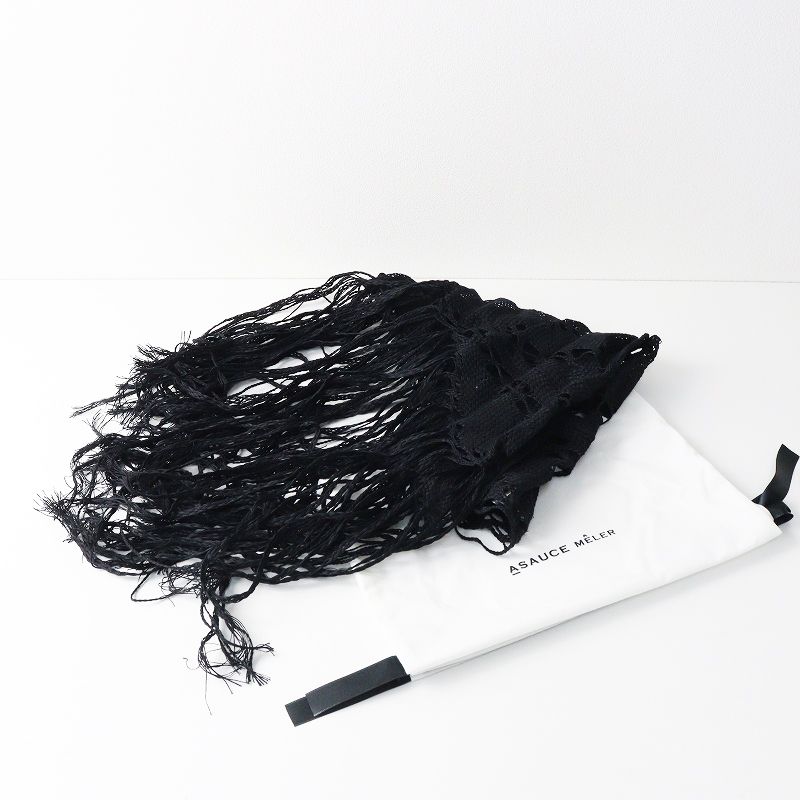 2025 SS アソースメレ ASAUCE MELER ギマコットンレースストール ブラック┃三角 ショール