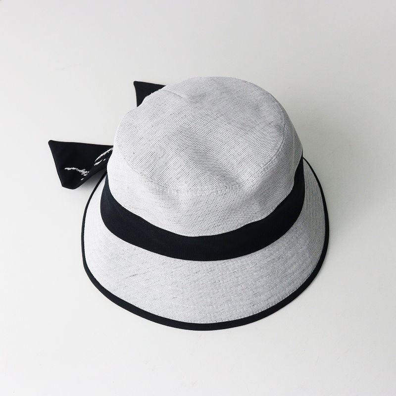 2025 SS シャポードオー Chapeau d O Pike Back Ribbon Cloche ビッグリボンハット 57.5 cm｜グレー系