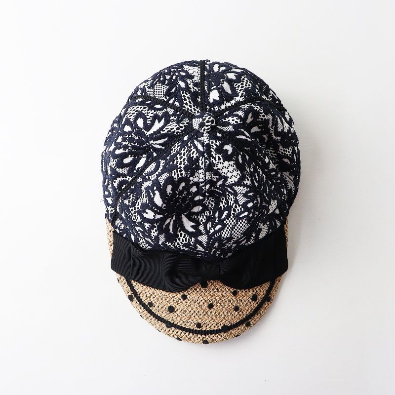 美品 カシラ CA4LA DAISY.N レース チュール キャップ ｜ネイビー