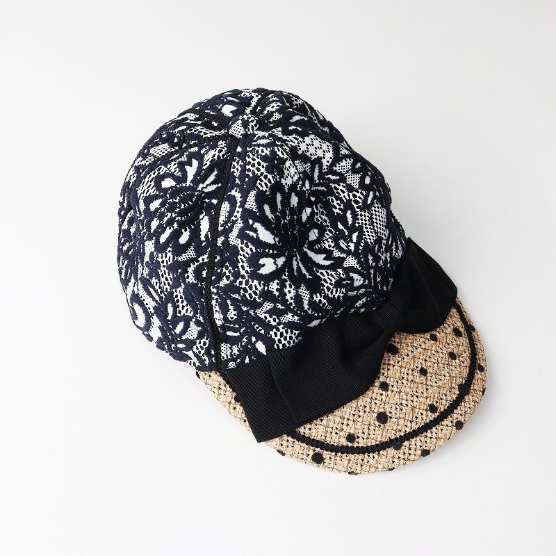 美品 カシラ CA4LA DAISY.N レース チュール キャップ ｜ネイビー