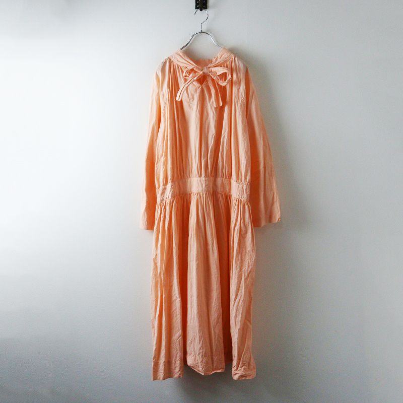 ヴェリテクール Veritecoeur VC 1874 ギャザーワンピース F ピンク コットンリネン ドレス フ リボン ロング