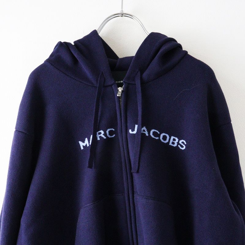  マークジェイコブス MARC JACOBS ロゴ ジャガード ジップアップ パーカー XL ネイビー 羽織り フーディ その他 その他
