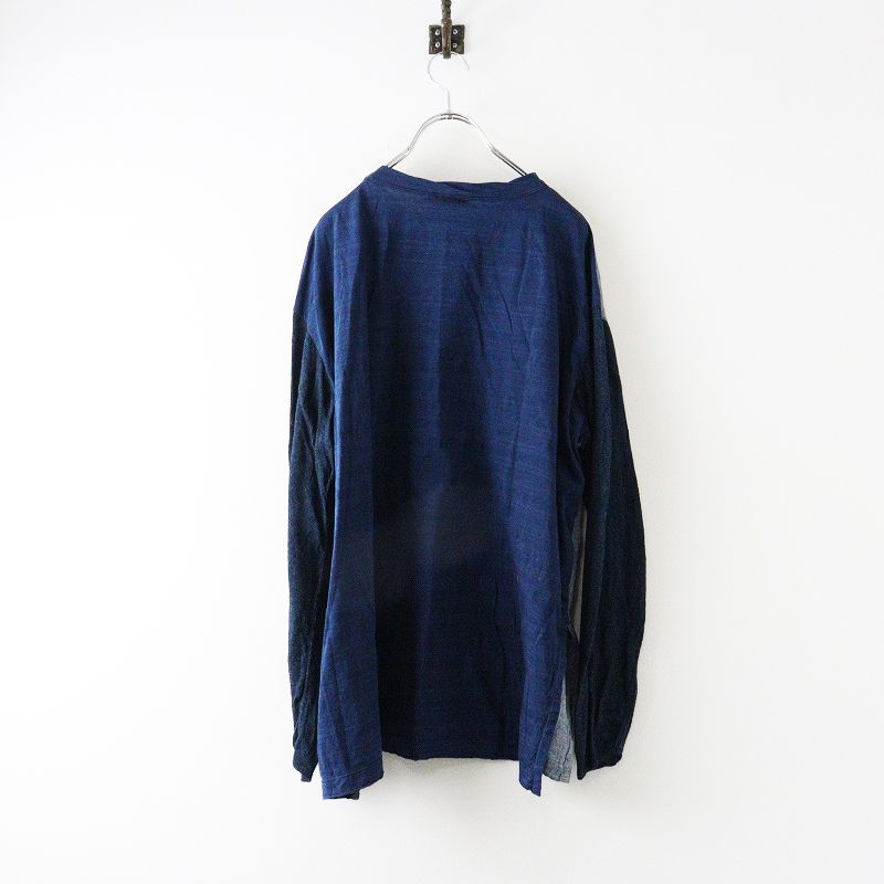 45R フォーティーファイブアール 再び インディゴ パッチワーク 長袖Tシャツ 0 ネイビー┃トップス カットソー TEE【2400014709162】 45R フォーティーファイブアール 再び インディゴ パッチワーク 長袖T
