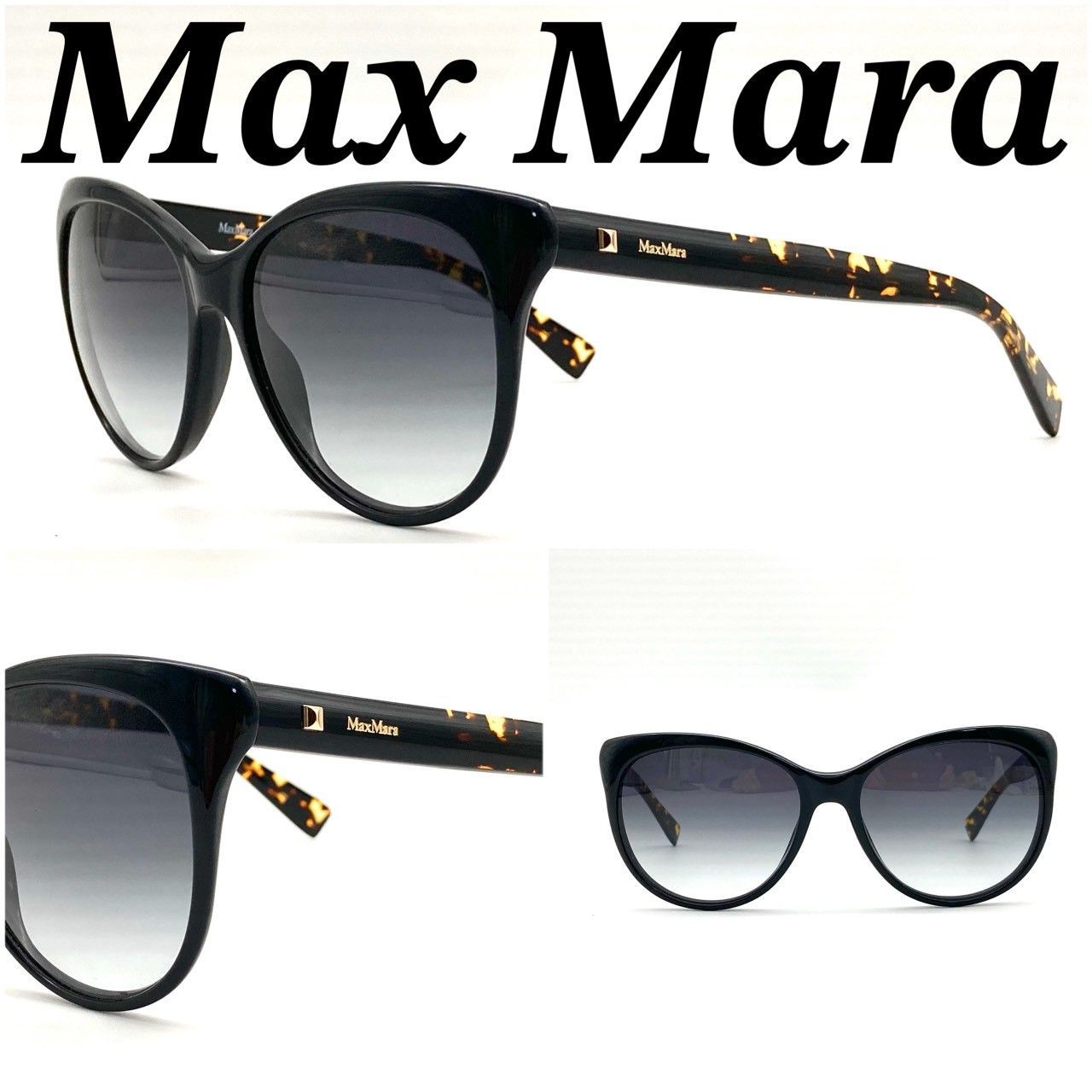 Max Mara マックスマーラ サングラス マックスマーラ サングラス プラスチック ブラック ゴールド 美品