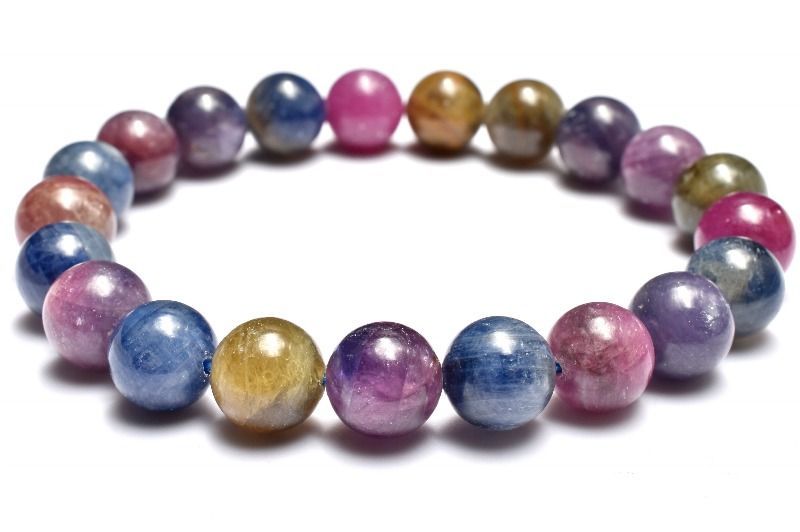  １点物 天然非加熱 マルチ サファイア コランダム 9 5 mm ブレスレット パワーストーン 天然石 _MC 1964 ブレスレット バングル アクセサリー