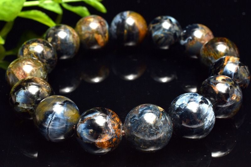 １点物 美しいマーブル色彩 ピーターサイト 14-14.5 mm ブレスレット パワーストーン 天然石 _MC 1900