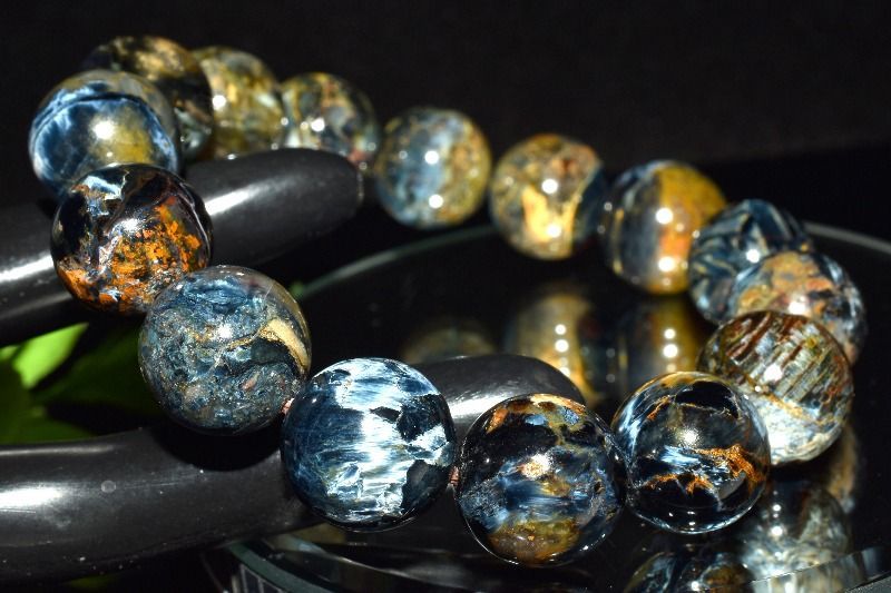 １点物 美しいマーブル色彩 ピーターサイト 14-14.5 mm ブレスレット パワーストーン 天然石 _MC 1900