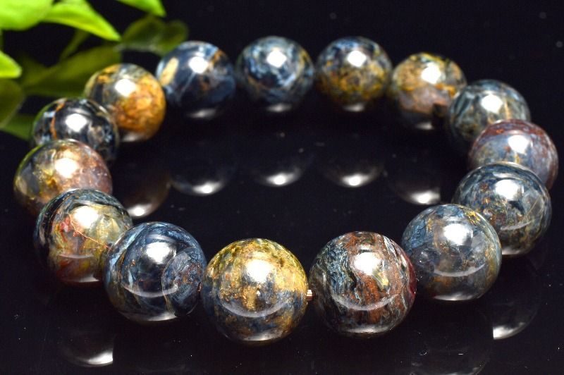 １点物 美しいマーブル色彩 ピーターサイト 14.5 mm ブレスレット パワーストーン 天然石 _MC 1901