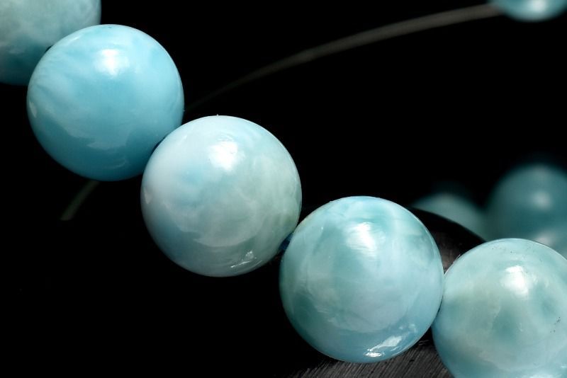 １点物 瑞々しい艶感 ラリマー 7.5 mm ブレスレット パワーストーン 天然石 _MC 2059