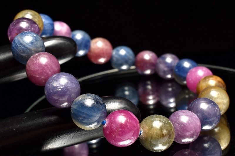 １点物 天然非加熱 マルチ サファイア コランダム 9.5 mm ブレスレット パワーストーン 天然石 _MC 1964