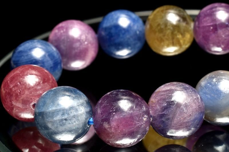 １点物 天然非加熱 マルチ サファイア コランダム 9.5 mm ブレスレット パワーストーン 天然石 _MC 1964