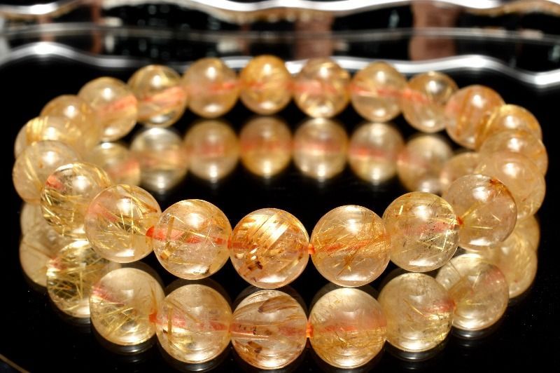 1点物】金針の輝き ゴールドタイチンルチルクォーツ 9mm ブレスレット