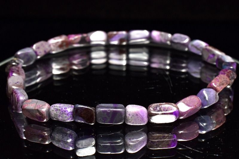 １点物 AA 紫の濃淡が織りなす上級の美 スギライト 杉石 5-7.5 x 3-4.5 mm チューブカット ブレスレット パワーストーン 天然石 _MC 2103