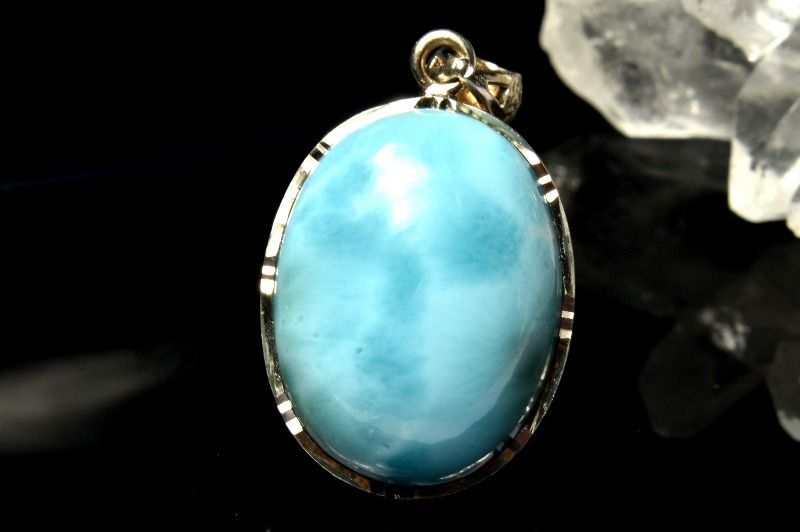 １点物 シルバー925 ラリマー 20 x 15 mm オーバル ペンダントトップ パワーストーン 天然石 _PC 7783