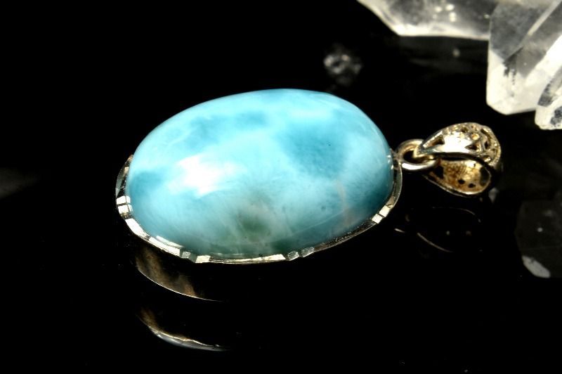 １点物 シルバー925 ラリマー 20 x 15 mm オーバル ペンダントトップ パワーストーン 天然石 _PC 7783