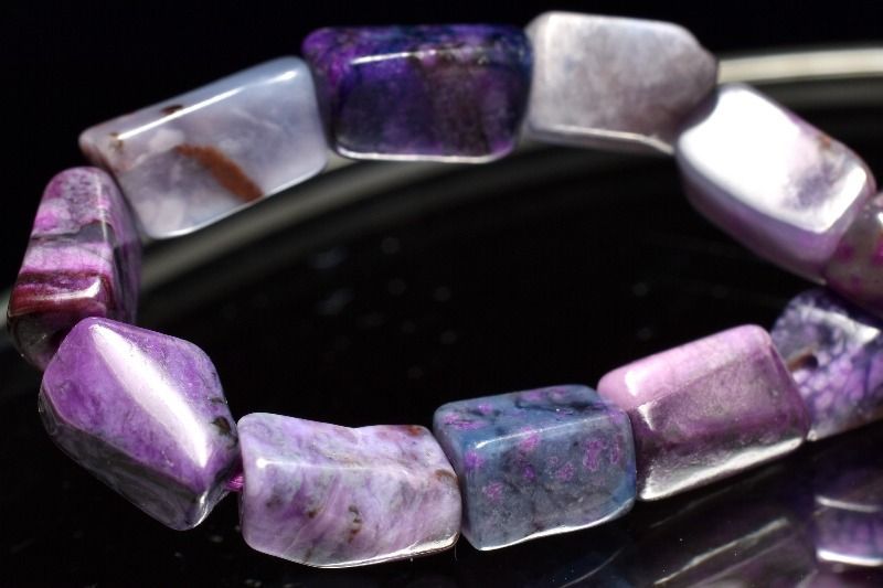 １点物 AA 紫の濃淡が織りなす上級の美 スギライト 杉石 6.5-9 x 3.5-5 mm チューブカット ブレスレット パワーストーン 天然石 _MC 2106