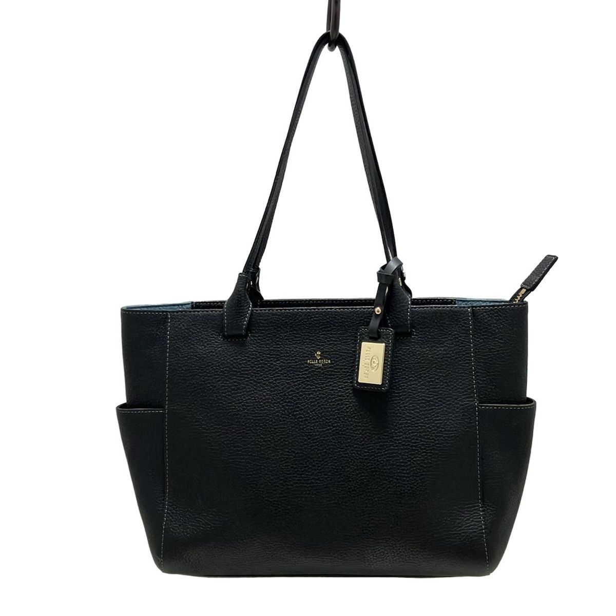 PELLE BORSA(ペレボルサ) ショルダーバッグ - ブルー×ベージュ ミニバッグ/ストラップ着脱可/ムーミン レザー ☆PELL BORSA   ショルダーバック