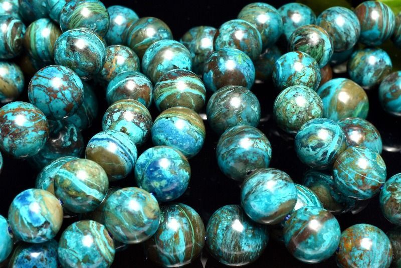 チョコミントカラー◇ クリソコラ 12mm ブレスレット 1個売り