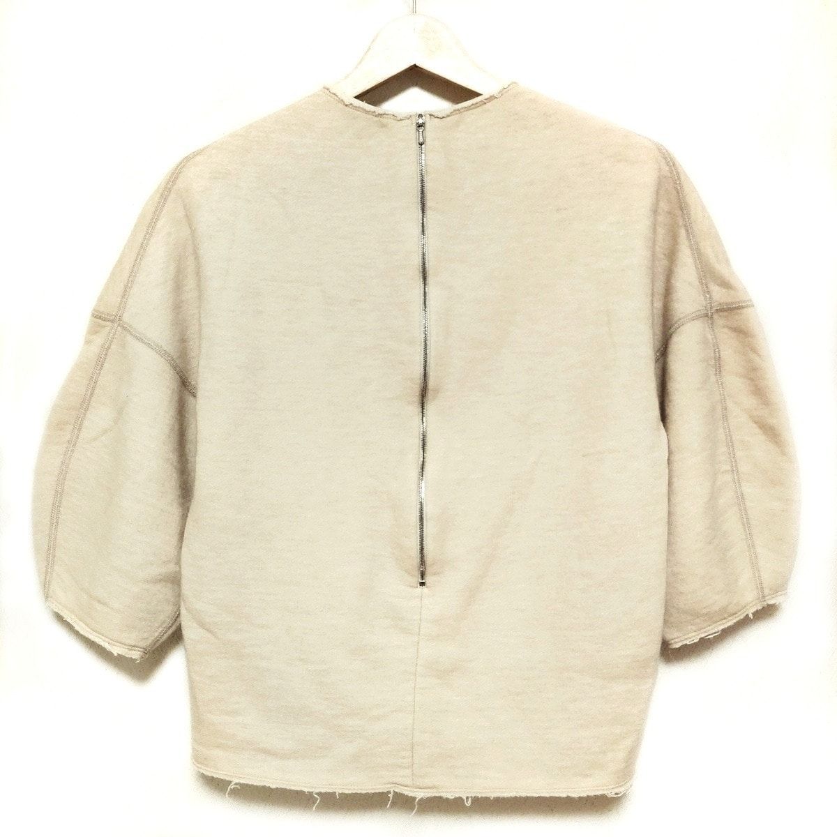 Drawer ドゥロワー 七分袖カットソー サイズ1 S レディース ベージュ クルーネック 切りっぱなし加工