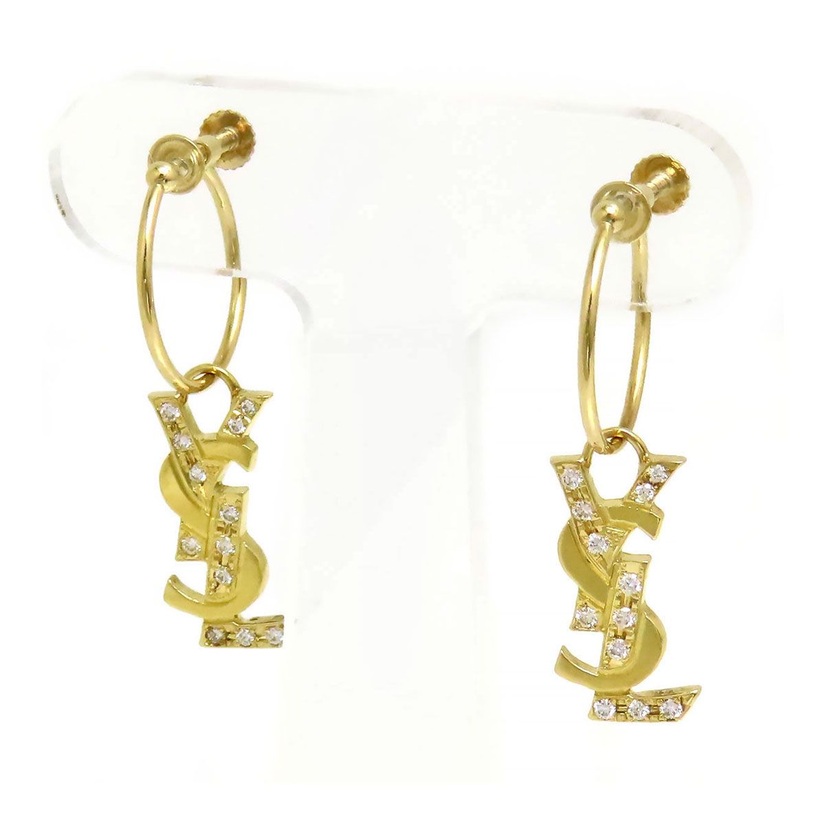 イヴサンローラン ロゴ イヤリング ダイヤモンド K 18 YG レディース YVES SAINT LAURENT ジュエリー