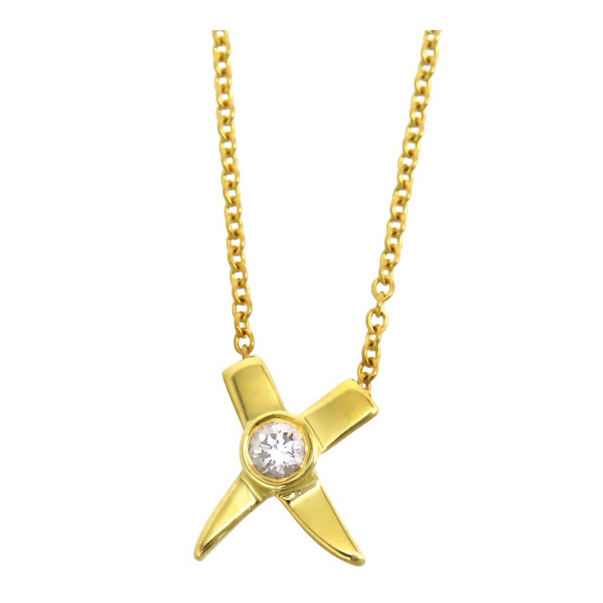 ティファニー 750 K18YG ネックレス キス X ティファニー キス ダイヤモンド ネックレス 750 (K18YG) レディース